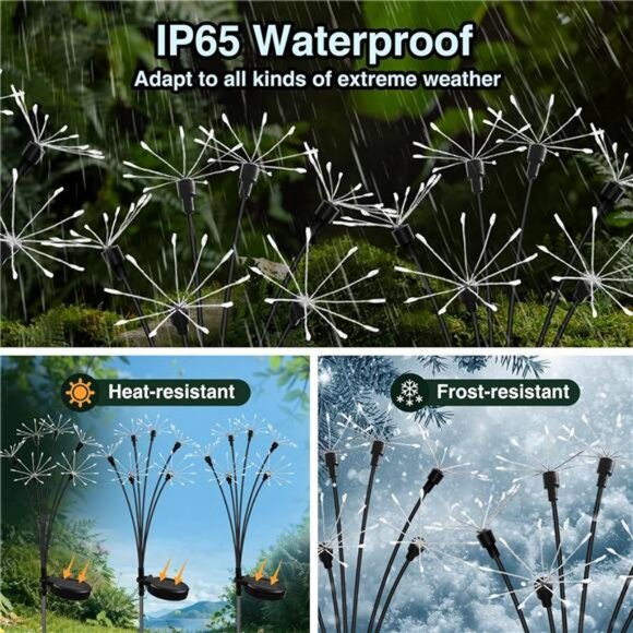 Solar Garden Lights,2PACK Swaying Twinkling Firework Lights with 2 Modes - Picture 6 of 8